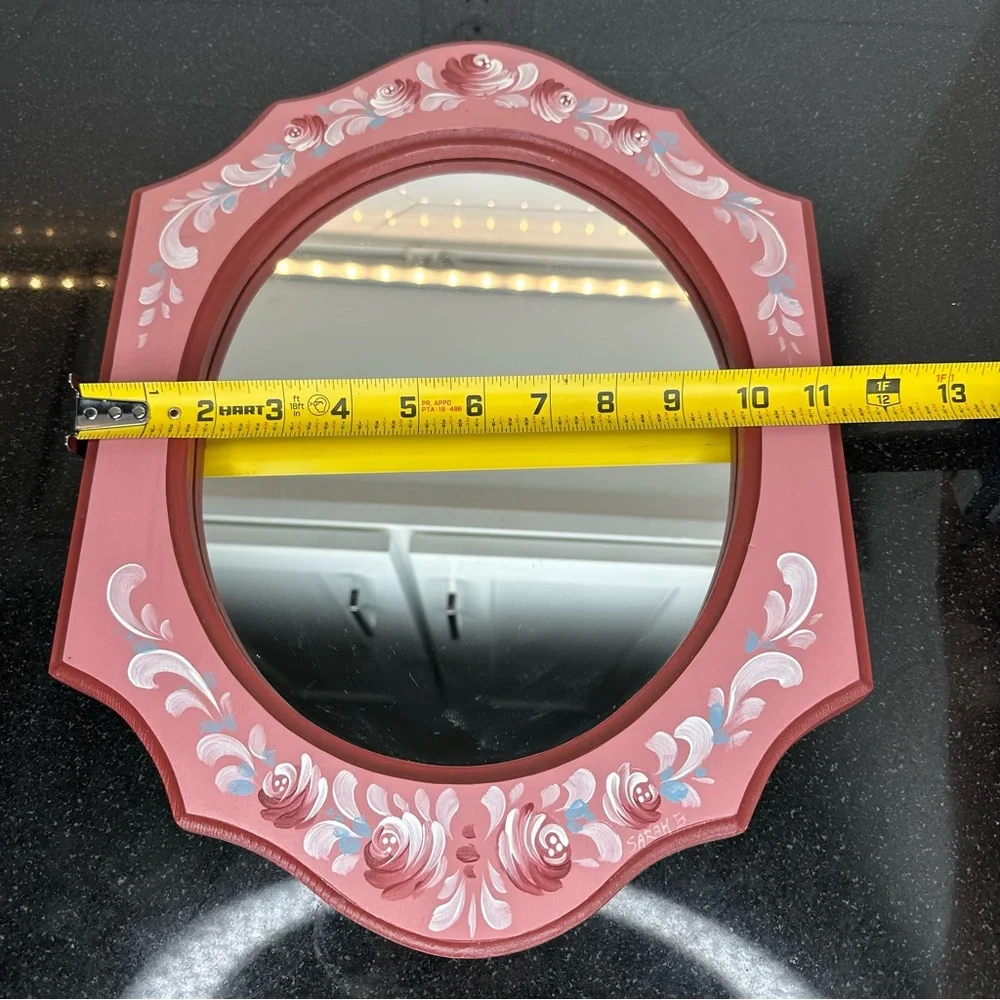 Hand Painted Pink Floral Mirror - Picture 10 of 10
